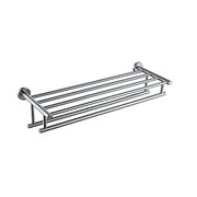 QT Home Decor Premium Modern Double Hanging Quadruple Towel Bar Rack w/Round Base (24 Inches)- Brushed Finish, Stainless Steel