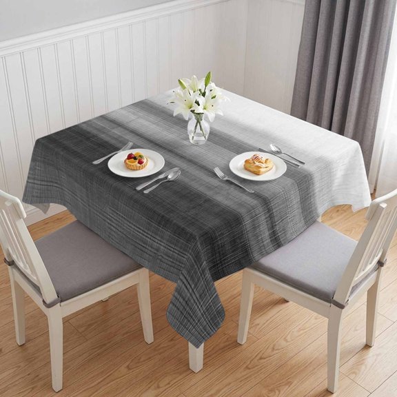 Black White Ombre Table Cloth Waterproof Tablecloths, Vintage Minimalism Abstract Stripes Tablecloth Dining Table Cover for Kitchen Party Tabletop Outdoor, Square Tablecloth 60x60 Inch
