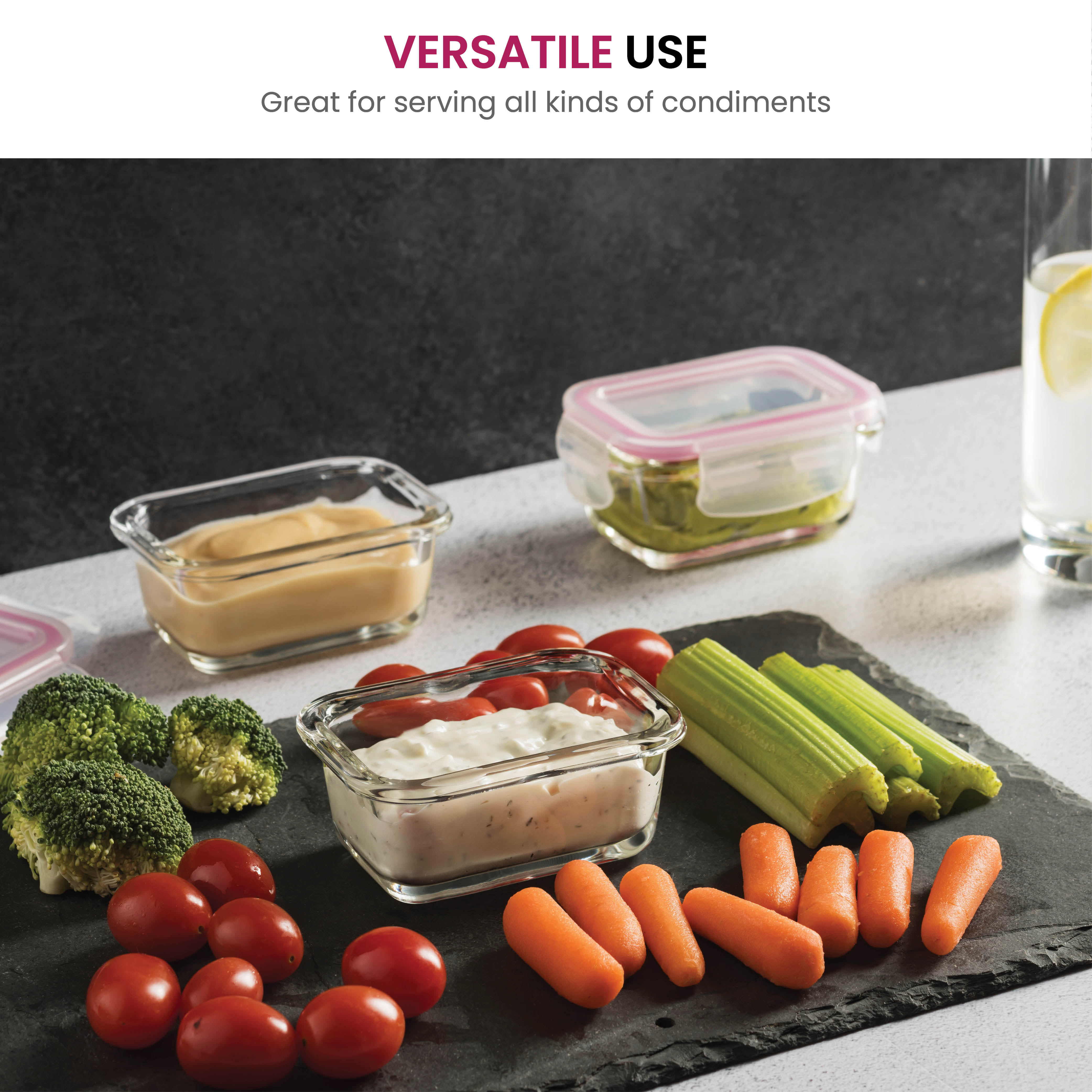 Superior Glass Baby Food Storage Containers - 6 Pack - 4.4 Oz Containers with Airtight BPA-Free Locking Lids - Baby Food containers - Microwave & Dishwasher Safe - Small Containers for Snacks Dips etc