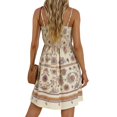 thumbnail image 6 of QIUOMBBP Boho Mini Dresses for Women Spaghetti Strap Sleeveless A Line Sundress Loose Casual Summer Beach Vacation Dress White M, 6 of 10