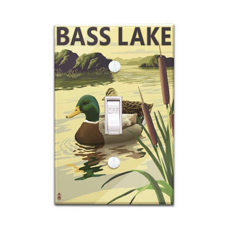 - Bass Lake, California - Mallard Ducks - Lantern Press Artwork (Light Switchplate Cover)