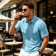 thumbnail image 6 of JULMCOMO Polo Shirts for Men Collared 3 Buttons Short Sleeve Lightweight Regular Fit Casual Golf Shirt Comfy Classic Tees Light Blue 2XL, 6 of 9