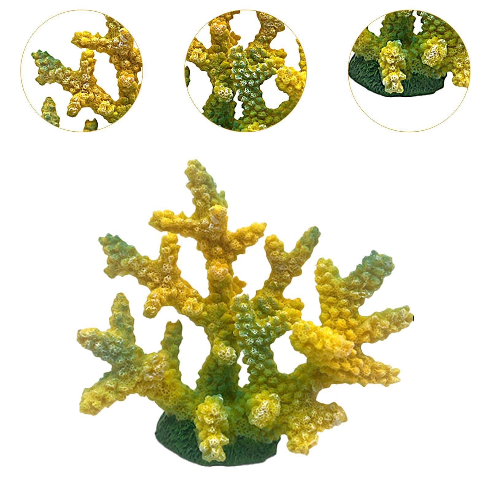 TOOYFUL Artificial Coral Figurine Sculpture Tank Landscape Resin Crafts Hideaway Versatile Aquarium Decoration for Desktop Table yellow