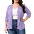 thumbnail image 6 of BUIGTTKLOP Plus Size Cardigans for Women Button down 3/4 Length Sleeve V Neck Comfy Lightweight Jackets, 6 of 8