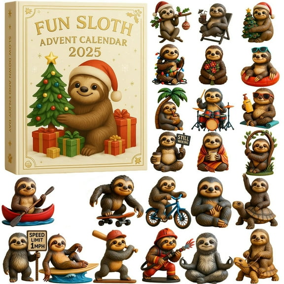 2025 Sloth Advent Calendar with 24 Figurines, Qiopertar Under $5 Sloth Advent Calendar 2025