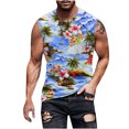 thumbnail image 2 of Njoeus White T Shirts for Men Tee Shirts Mens Mens Floral Print Tank Top Summer Casual Novelty Gym Workout Bodybuilding Tank Tops Sleeveless Tees Hawaiian Beach Shirts M-4Xl Oversized Tee Shirt Men, 2 of 5