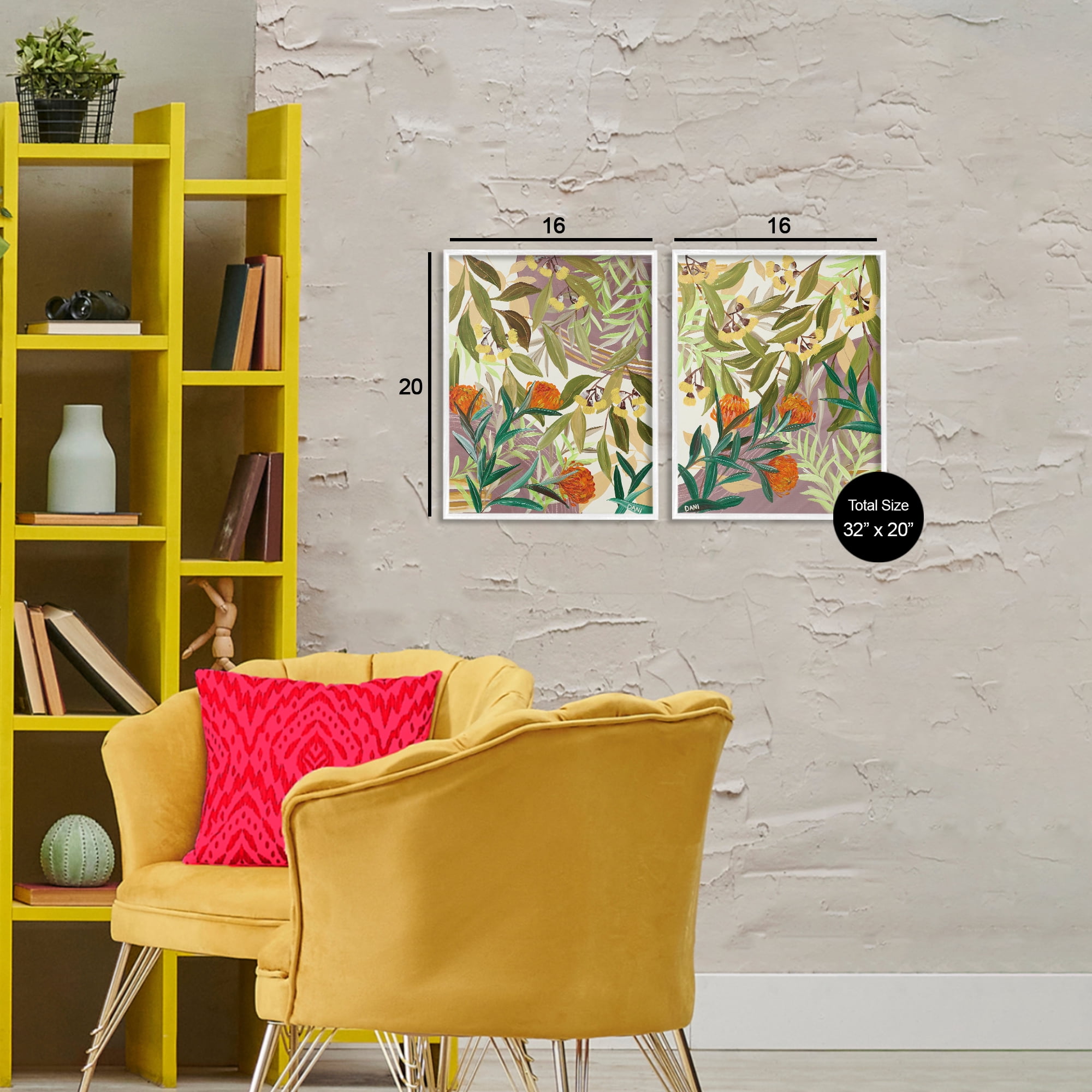 Stupell Industries Walk With Me Botanicals 2 Piece White Framed Giclee Art Set, design by Dani Heyward