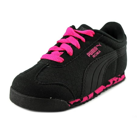 puma round toe lace up sneakers black