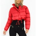 thumbnail image 5 of Cadancy Cropped Jacket Women Puffer Long Sleeve Zip Up Stand Collar Quilted Jackets Drawstring Hem Y2K Fashion Streetwear Puffy Casual Loose Down Coats 2025, 5 of 7