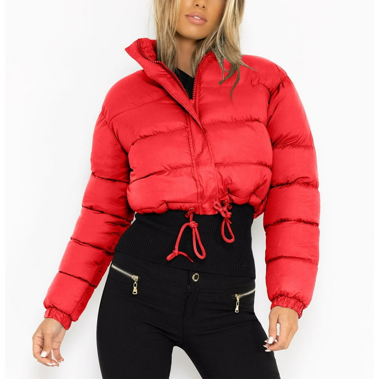 RYRJJ Women Quilted Down Jacket Stand Collar Long Sleeve Zip Up