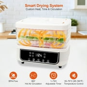Food Dehydrator Machine, 5 Trays Electric Dehydrated Dryer with 72H Timer & Adjustable Temperature, 4 Modes LCD Display Electric Food Dryer for Jerky, Fruits, Veggies, Pet Treat, Herbs, Nuts, White