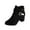 Black, variant on WRKEKC Womens Boots Ankle Booties Solid Round Toe Side Zipper Belt Buckle Thick Heel Mid Heel Short Boots for Ladies