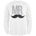 thumbnail image 1 of Mr. Mustache T-Shirt Blanc à Manches Longues pour Adulte, 1 of 1