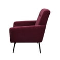 thumbnail image 3 of Accent Chair, Linen Fabric Upholstered Leisure Chair Armchair with High Back and Metal Legs, Comfy Single Sofa Chair Reading Chair TV Chair for Living Room Bedroom Office and Small Space, Wine Red, 3 of 7