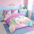 thumbnail image 2 of Erosebridal Kawaii Unicorn Kids 7-Piece Bedding Comforter Set,Dreamy Princess Style King Bedding Sets For Girls,Reversible Pink, 2 of 7