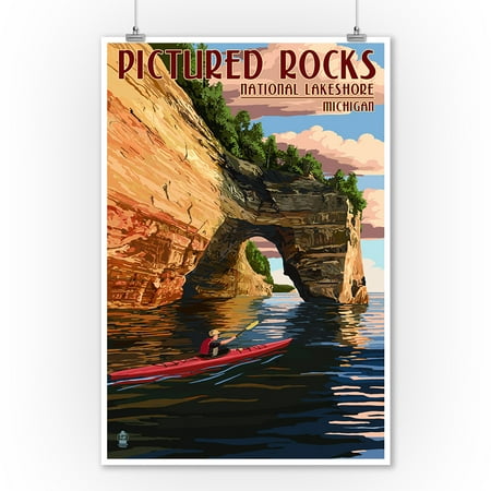 Lakeshore Collections Pictured Rocks National Lakeshore, Michigan - Lantern Press Artwork (9x12 Art Print, Wall Decor Travel Poster) ()