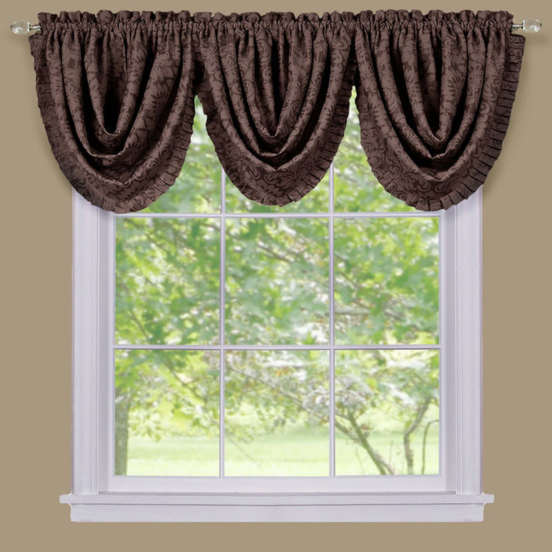 Traditional Elegance Sally Waterfall Valance Brown