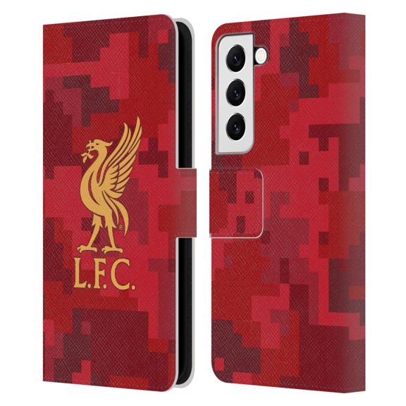 Head Case Designs Officially Licensed Liverpool Football Club Digital Camouflage Home Red Leather Book Wallet Case Cover Compatible with Samsung Galaxy S22 5G