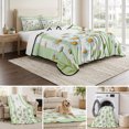thumbnail image 6 of Twin XL Quilt Set 68''x98'', Spring Daisy Lightweight Bedspread Coverlet Set with 2 Pillow Shams, Watercolor Flowers Floral Green Stripes Breathable All Season Quilt Bedding for Dorm/Guest Room, 6 of 9