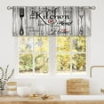 thumbnail image 3 of Black Farmhouse Rustic Kitchen Curtains Wooden Wood Small Short Cafe Window Curtains Vintage Fork Spoon Retro Barn Bathroom Living Room Bedroom Window Drapes Treatment 2 Panels (27.5x39 Inch), 3 of 5