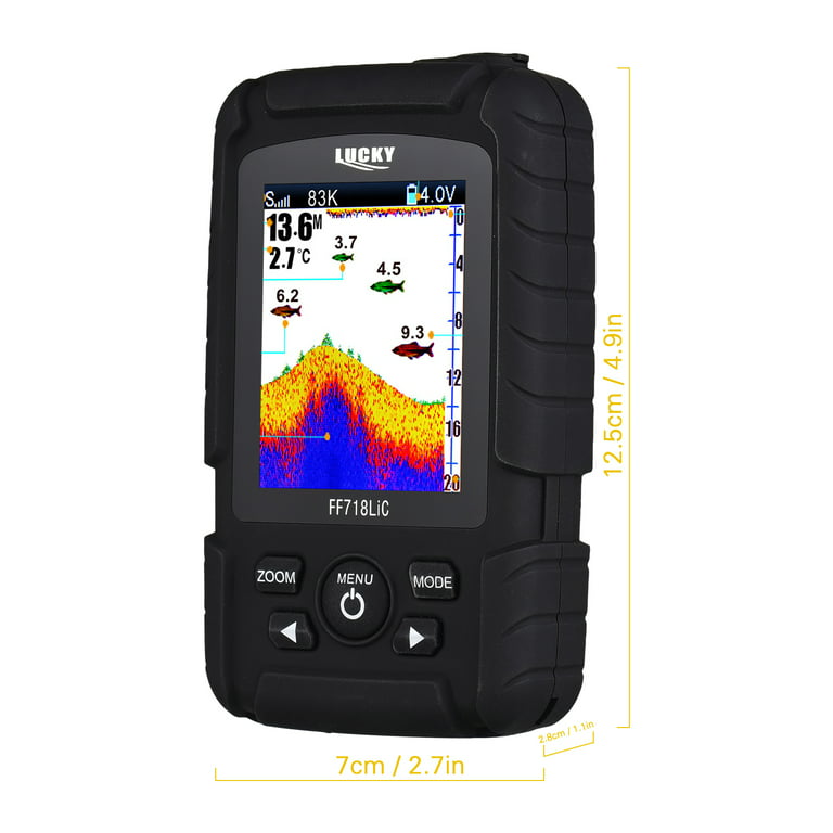 Htovila Portable Fish Finder Handheld Wired Fish Depth Finder Sonar Transducer for Boat Kayak Fishing, Size: 12.5, Black