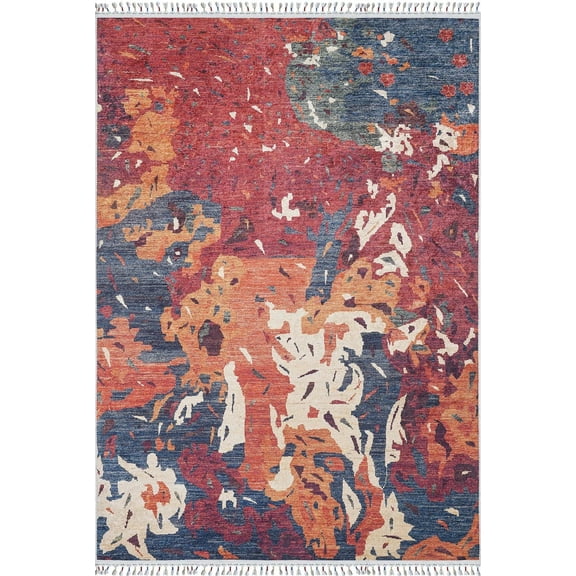 Minsk Orange Modern Polyester Area Rugs for Living Room Washable Rugs Boho Moroccan Area Rug Soft Geometric Bohemian Carpet Distressed Indoor Rug for Bedroom Dining Room Office Nonslip Rug