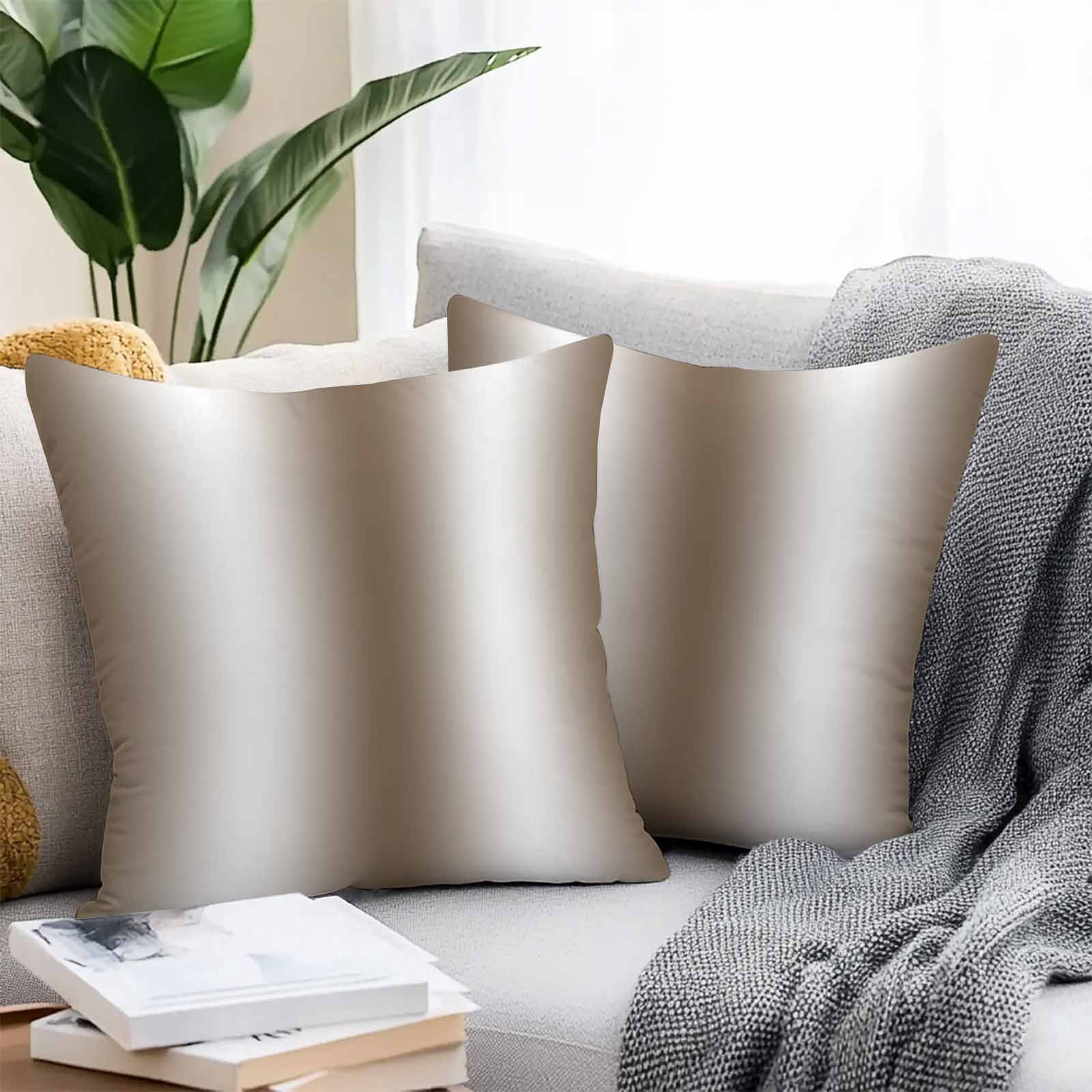 Brown White Ombre Throw Pillow Covers 18x18 Inch Set of 2, Abstract Art Modern Brown Gradient Waterproof Outdoor Pillow Covers, Decorative Cushion Pillowcases for Couch, Sofa, Bed, Garden, Patio