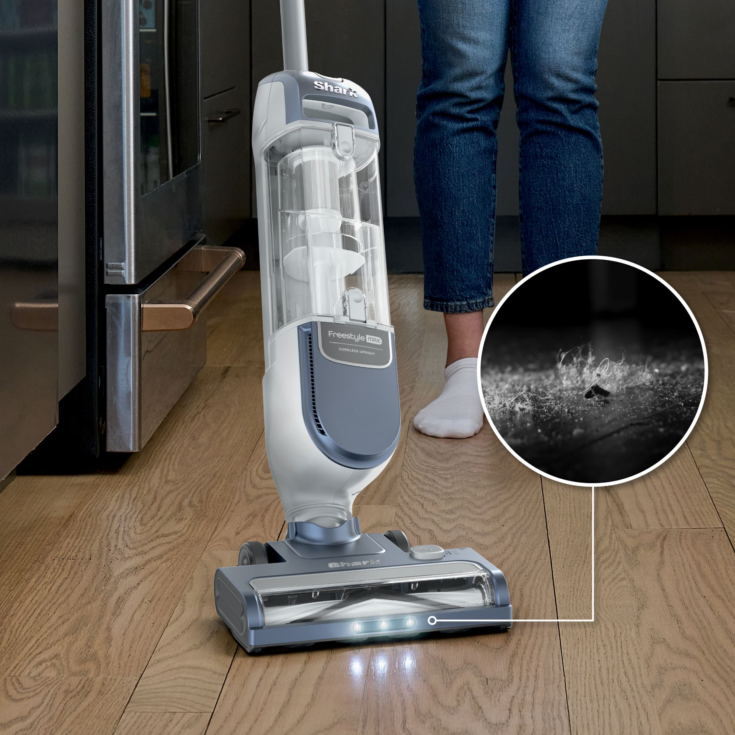 Shark Freestyle Max Cordless Upright Vacuum, Multi-Surface Cleaning, Lightweight, Easy Maintenace, with Large Dust Cup and 2-Speed Brushroll, LED Headlights, Nordic Blue, SV2002C