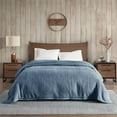 thumbnail image 6 of Pemberly Row Modern / Contemporary Velvet Binding Blanket in Blue, 6 of 6