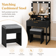 thumbnail image 5 of Zimtown Vanity Desk Set with Mirror, Makeup Vanity Table with 8 LED Lights and Charging Station, Dressing Desk for Bedroom, Black, 5 of 12