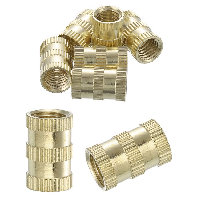 Knurled Insert Nuts, 8Pack M8 x 16mm(L) x 10mm(OD) Thread Printing Brass Nuts Female Threaded Inserts