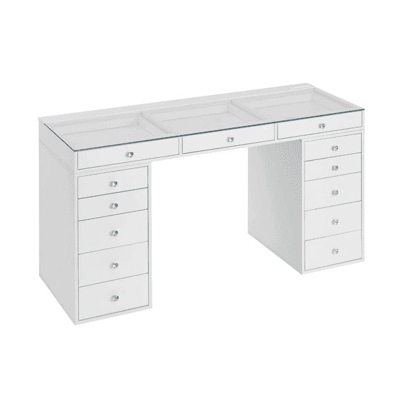 Impressions Vanity SlayStation Lumina Pro 2.0 Vanity Table with LED Light and 13 Drawers