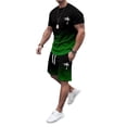 thumbnail image 4 of SHIXIAOO Men's 2025 Summer Tracksuit Plus Size Short Sleeve O Neck Athletic Suit Casual Color Block Drawstring Waist Tracksuit Set Men's Suits Slim Fit Modern Chef Suit for Men, 4 of 6