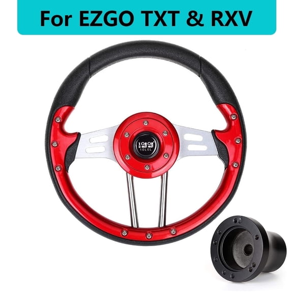 10L0L Golf Cart Steering Wheel   Black Adapter for EZGO TXT RXV Cart Parts Red
