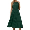 thumbnail image 2 of Delliss Women's Summer Sleeveless Plain Tank Dress Crew Neck Tiered Pleated Long Dress Beach Simple Trendy Sundress, 2 of 7