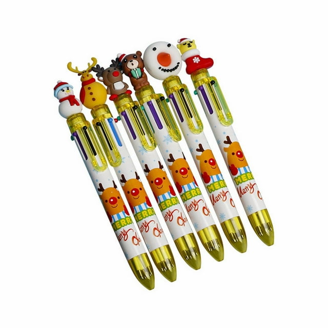 Less Than 5 Pen New Christmas Tree Santa 6 Colors Cartoon Press Plastic Cute Ballpoint Pen for Students Christmas Gifts Creative Hand Account Pen Press Ball Point Pen Random * 1 * 1ml