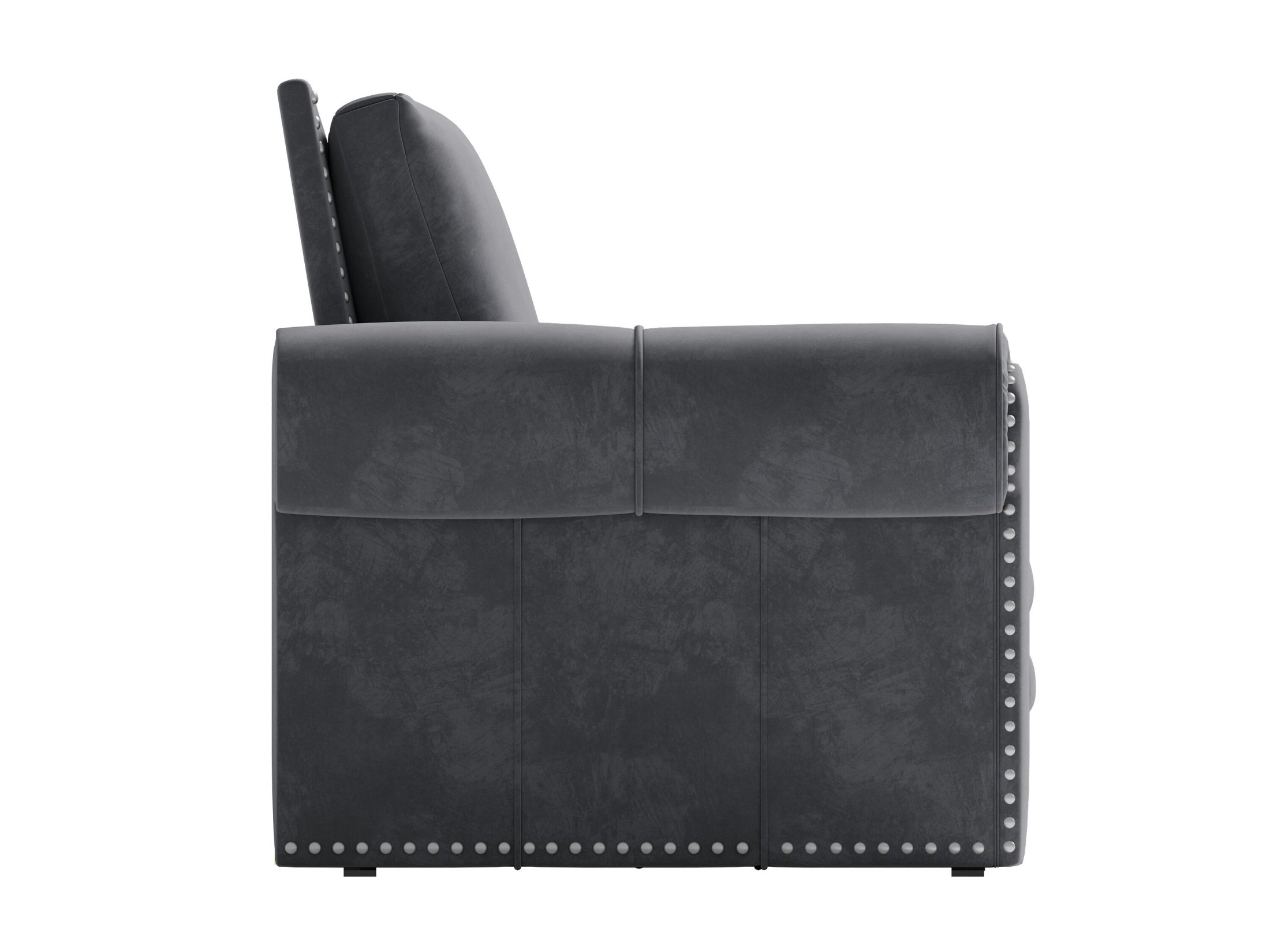 Noble House Lexair Velvet Chesterfield Pull Out Sofa Bed, 3-in-1 King Sleeper Couch with Nailheads & Rolled Arm, Grey