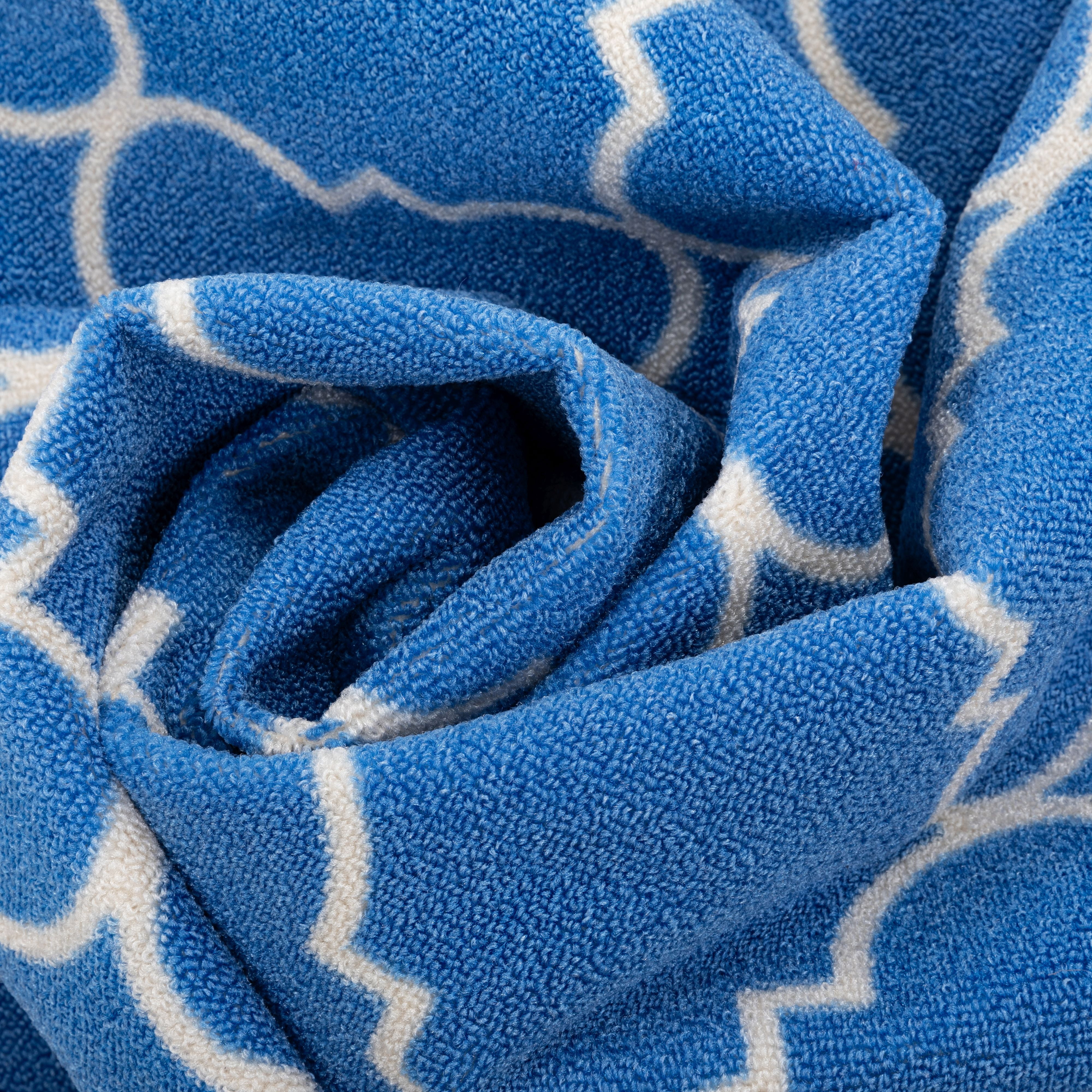 Well Woven Kings Court Brooklyn Trellis Blue Modern Non Slip Washable 6'6" x 8'8" Area Rug