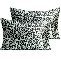 Ntbay 2 Pack Silky Satin Standard Pillowcases for Hair and Skin, Luxury and Soft Pillow Cases with Envelope Closure, 20" x 26", Leopard