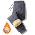 thumbnail image 5 of Pantalones de cachemira para hombre, pantalones casuales gruesos y súper gruesos con forro polar de invierno, pantalones largos holgados y cálidos de algodón de talla grande, 5 of 5