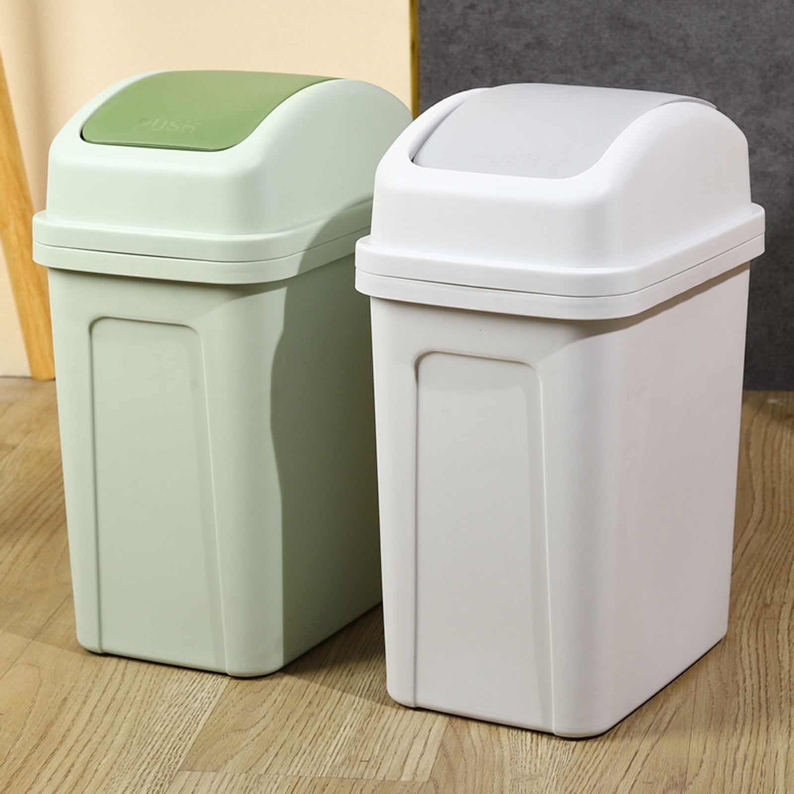 AUHomi Office Trash Can with Swing Lid, 1.8 Gallons, Indoor Plastic Garbage Can, Large Capacity Waste Basket, Garbage Bin, Slim Trash Can for Dorm, Bathroom, Living Room, Office, Kitchen,Bedroom,Black