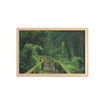 thumbnail image 1 of Jungle Wall Art with Frame, Freshness Tropical Thailand Forest with Wooden Bridge Foliage Calm Landscape, Printed Fabric Poster for Bathroom Living Room, 35" x 23", Green, by Ambesonne, 1 of 2