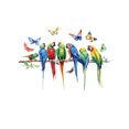 thumbnail image 3 of Adhesivos de pared coloridos con diseño de loros con mariposas y ramas, 3 of 4