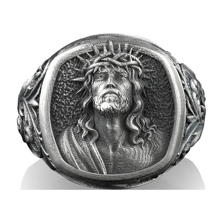 Jesus ring sterling silver best sale