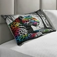 thumbnail image 2 of Ambesonne Leopard Quilted Pillowcover, Rainbow Cat in Greyscale, 36" x 20", Grey Multicolor, 2 of 2