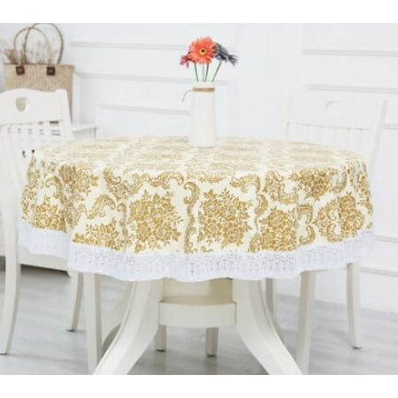 

UMMH Round Tablecloth Environmental Velvet Plastic Large Round Tablecloth Waterproof Oil proof Wash Free PVC TableclothLF91