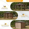thumbnail image 7 of Sunmthink 10x10 ft. Hardtop Gazebo, Aluminum Frame and Polycarbonate Permanent Pavilion for Garden, Patio, Backyards, Brown, 7 of 7
