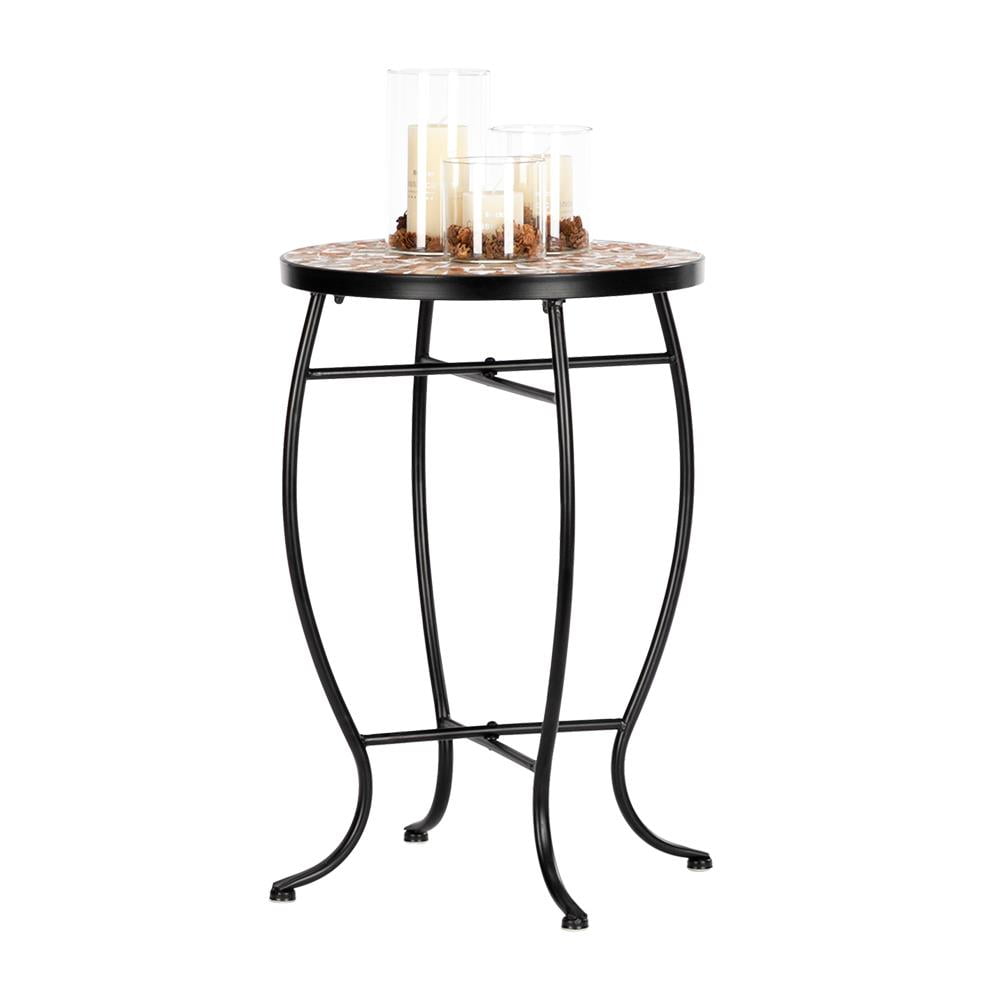 GoDecor Summer Pineapple Mosaic Wrought Iron Outdoor Accent Table