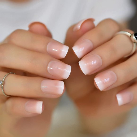 CoolNail Naranja Rosa Desnudo Blanco Francés Uñas Postizas Squoval Square UV Gel Falso Prensa en las Uñas para Niña Cubierta Completa Usar Consejos de Arte de Uñas de Dedo