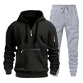 thumbnail image 4 of DHFJKG Mens Tracksuit 2 Piece Set Jogging Sweat Track Suits Quarter Zip Hooded Sweatshirt With Joggers Ankle-Tied Pants Sportswear Athleisure Cozy Outfit, 4 of 4